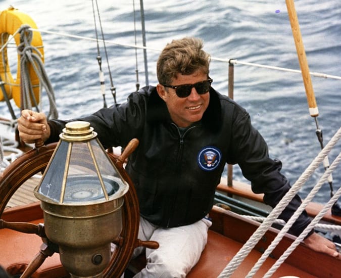 JFK On A Yacht Wearing American Optical Saratoga