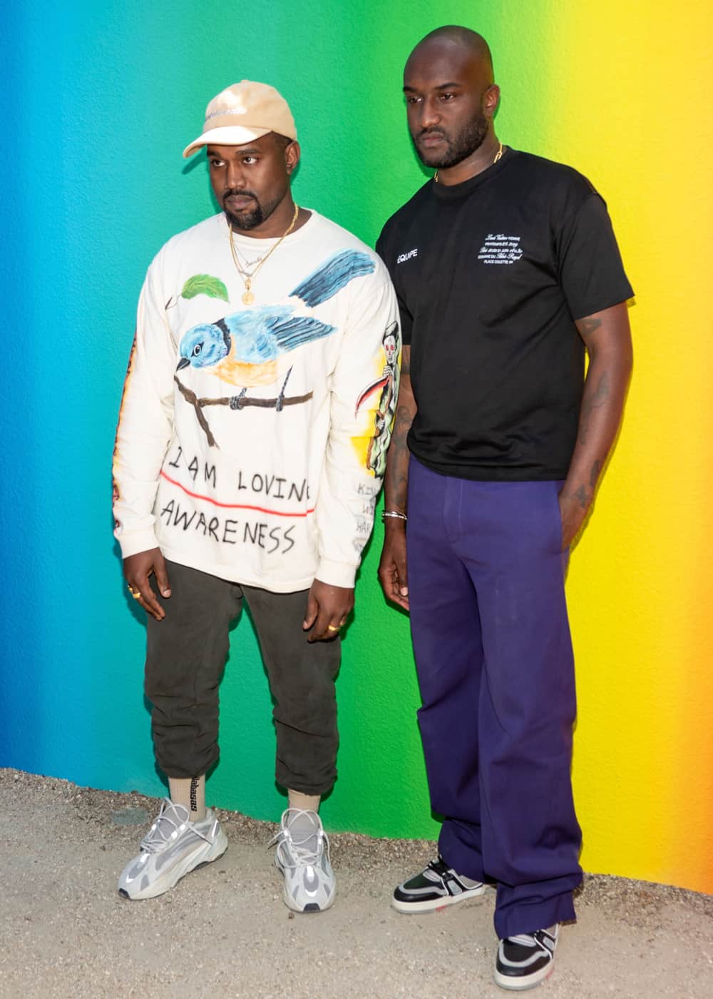 Virgil Abloh and Kanye West at the Louis Vuitton SS19 runway show