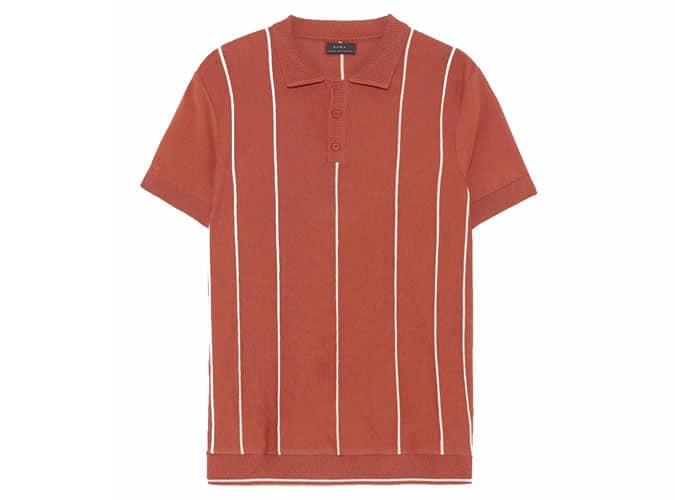 STRIPED JACQUARD POLO SWEATER, Knitted Polo Shirt 