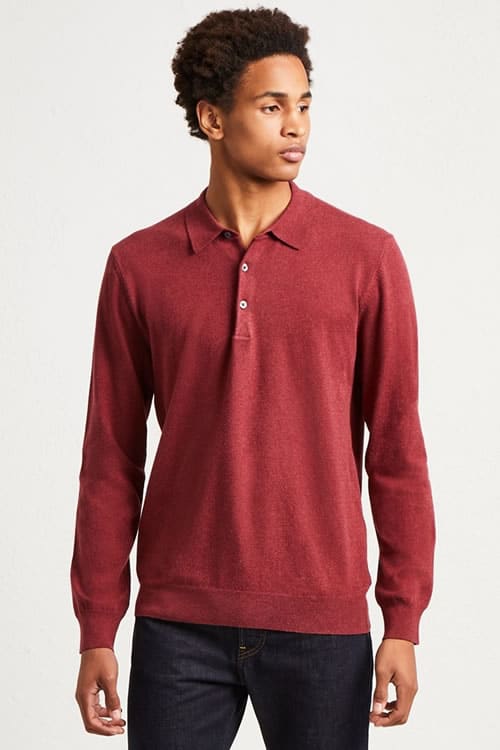 STRETCH COTTON LONG SLEEVED POLO SHIRT