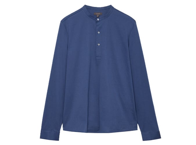 GRANDAD-COLLAR JERSEY SHIRT