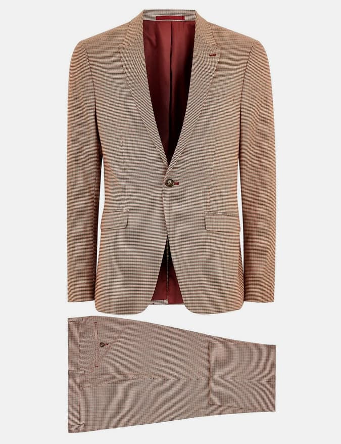 Red Stone Houndstooth Skinny Suit