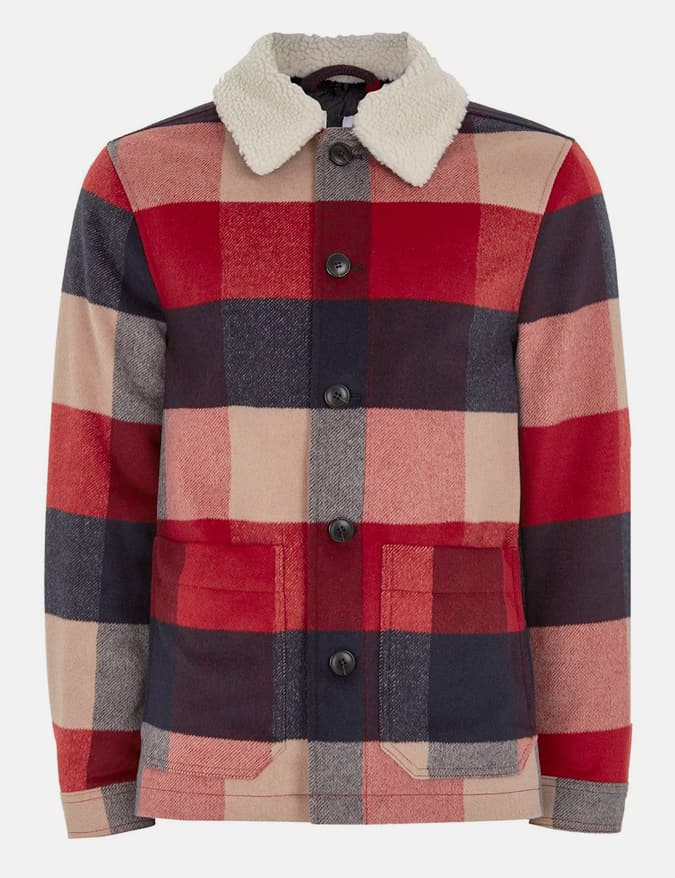 Red Borg Collar Check Shacket