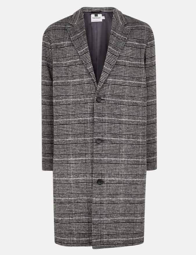 Grey Check Oversized Overcoat