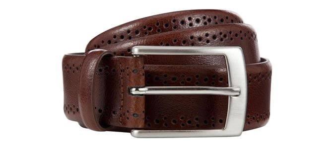 John Lewis & Partners Made In Italy Brogue Belt, Brown