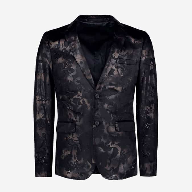 PREMIUM SKINNY FOIL PRINT VELOUR BLAZER