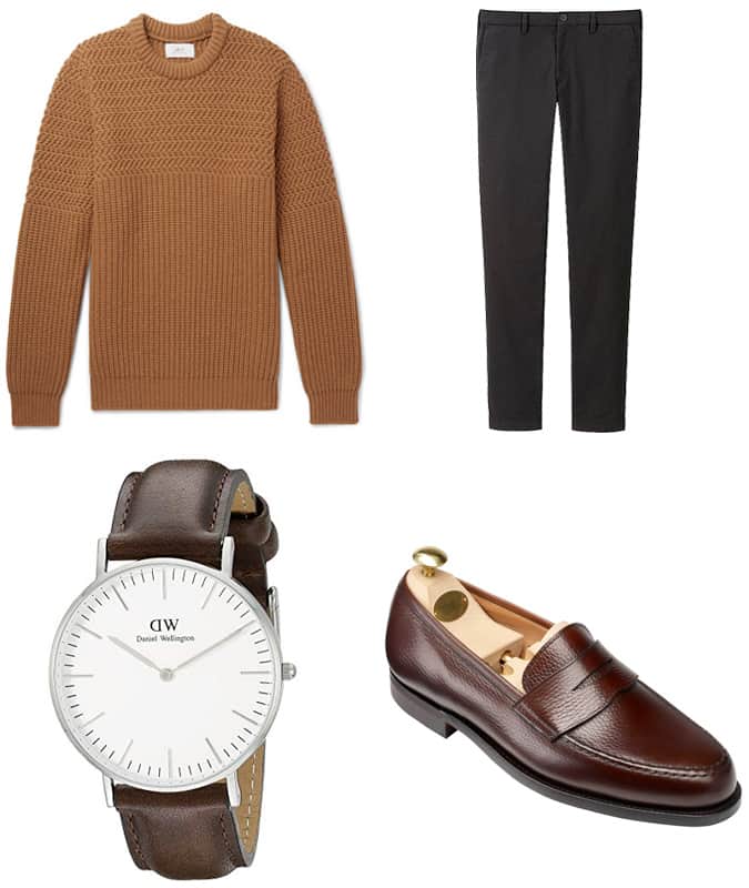 Wearing brown shoes with black trousers