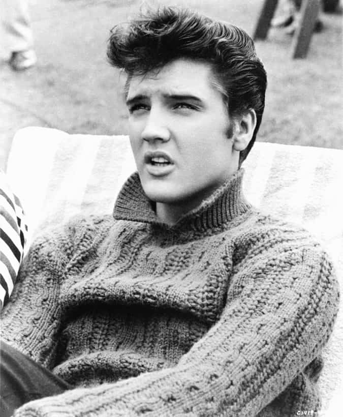Elvis wearing a cable knit jumper in Jailhouse Rock
