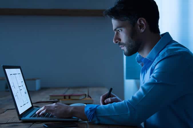 Man working on a laptop