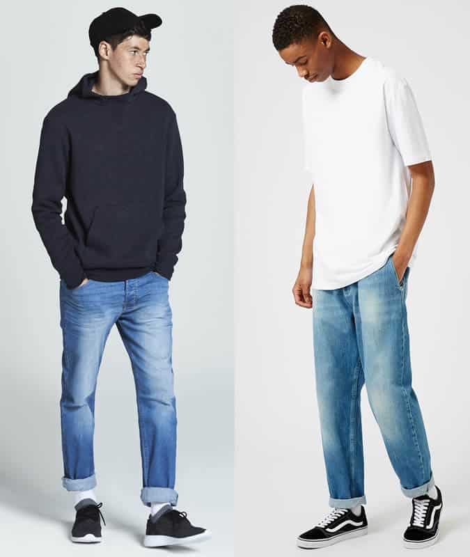 How to wear mid-wash jeans with a skater look