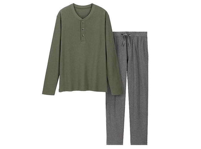 MEN ULTRA STRETCH WAFFLE KNIT LONG SLEEVED LOUNGE SET
