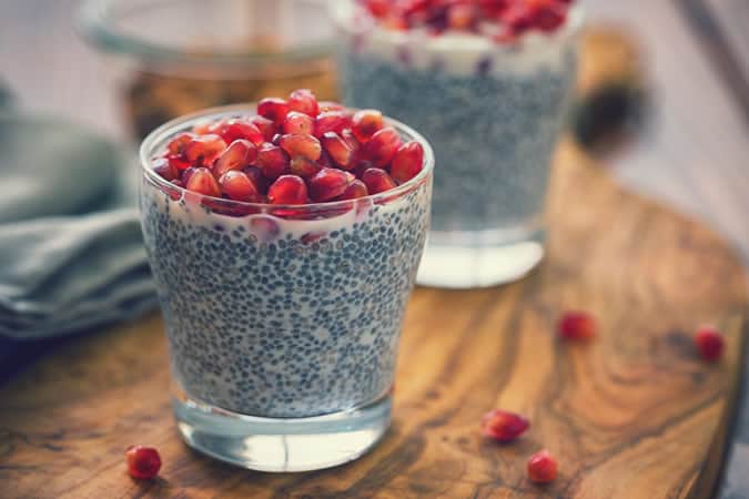 Chia seeds with pomegranates