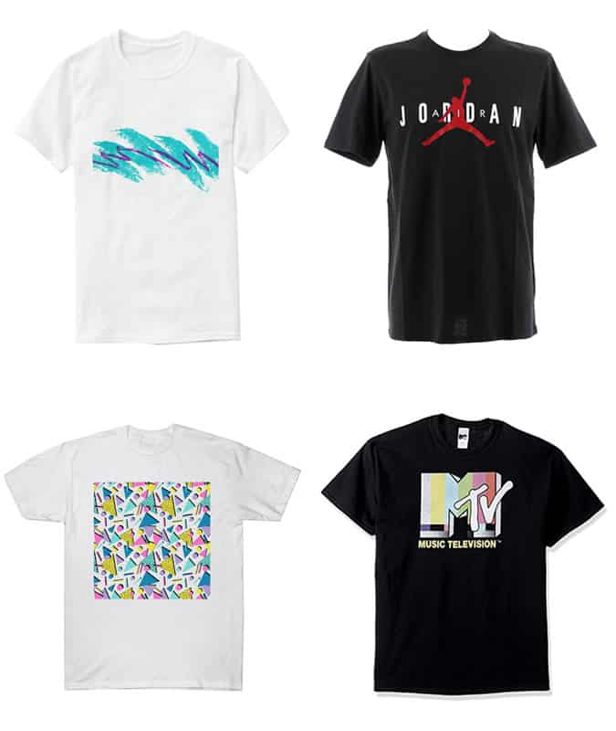 Retro t-shirts from the 80s and 90s