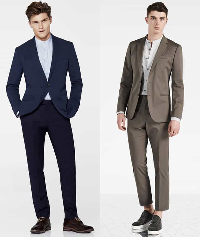 Grandad collar shirt with a suit