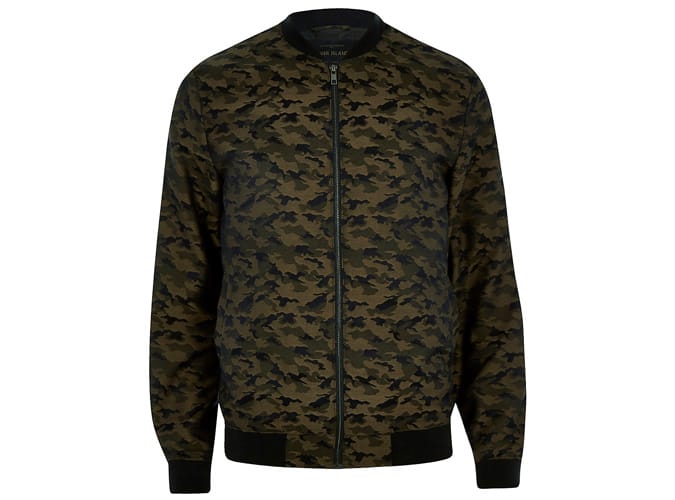 Green camo bomber jacket