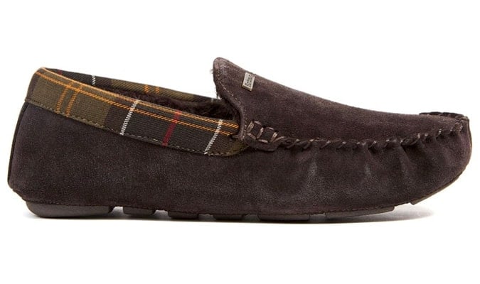 Barbour Monty faux fur lined men's slippers in brown