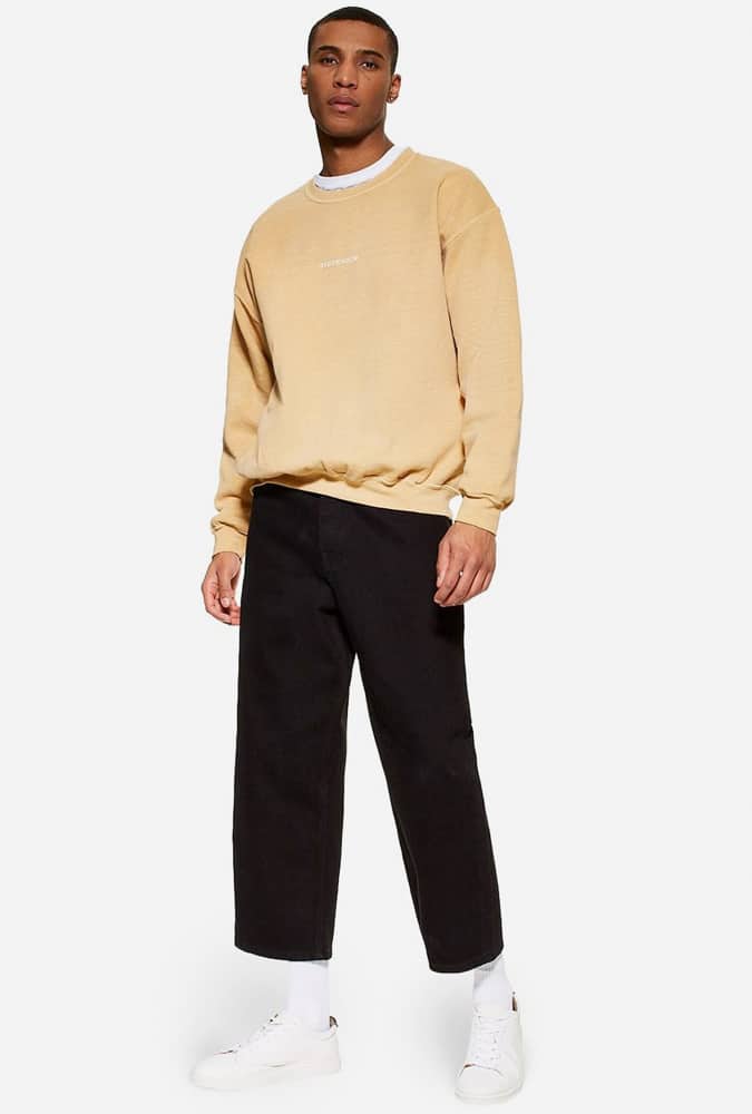Topman Black Wide Leg Cropped Jeans