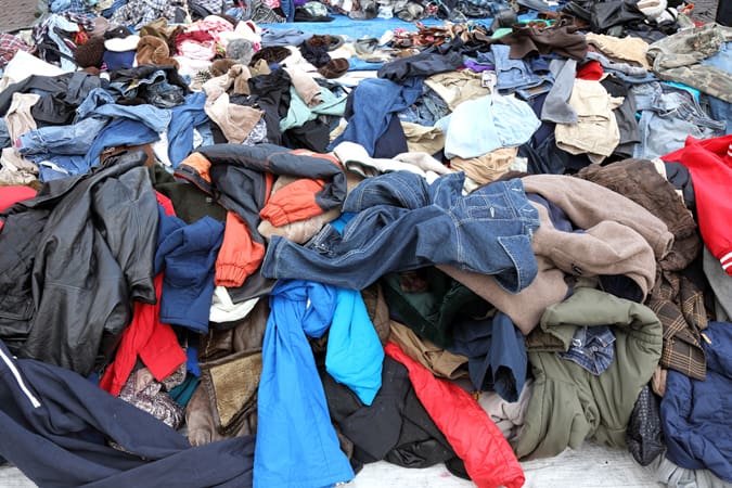 Pile of clothes for recycling