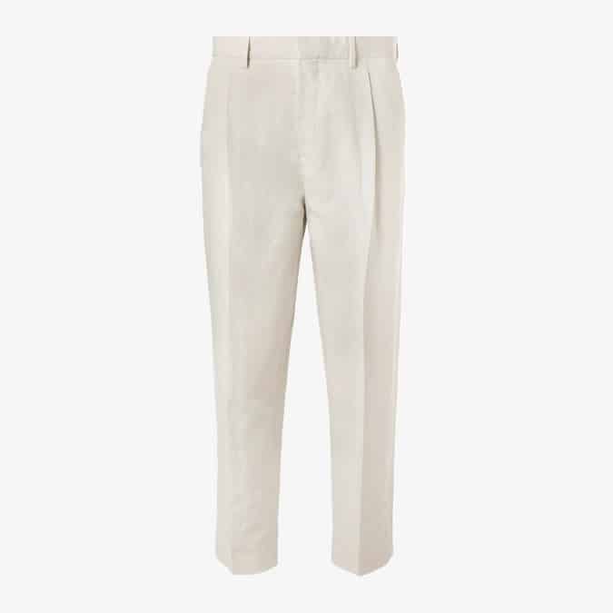 MR P. Tapered Pleated Linen And Cotton-Blend Twill Cropped Trousers