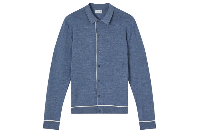 Jigsaw Carr Buttoned Merino Knit, Sky Blue