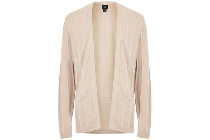 Stone slim fit ribbed knit cardigan