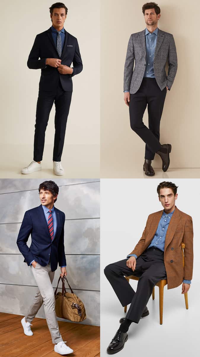 How to wear a denim shirt with a suit