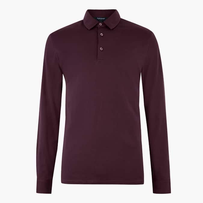 AUTOGRAPH Supima Cotton Long Sleeve Polo Shirt