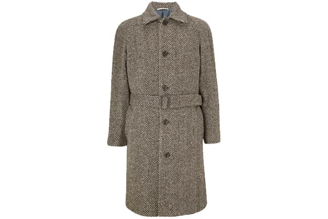 John Lewis & Partners Italian Wool Herringbone Balmacaan Coat, Natural/Oatmeal