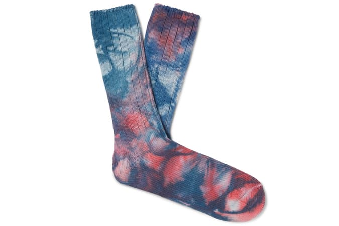 ANONYMOUS ISM Ribbed Tie-Dyed Cotton-Blend Socks