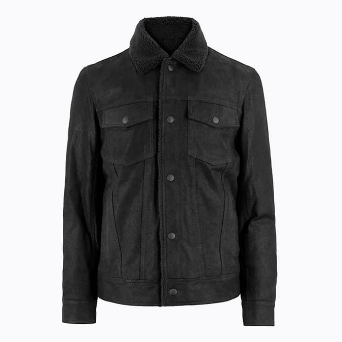 M&S COLLECTION Leather Borg Lined Jacket