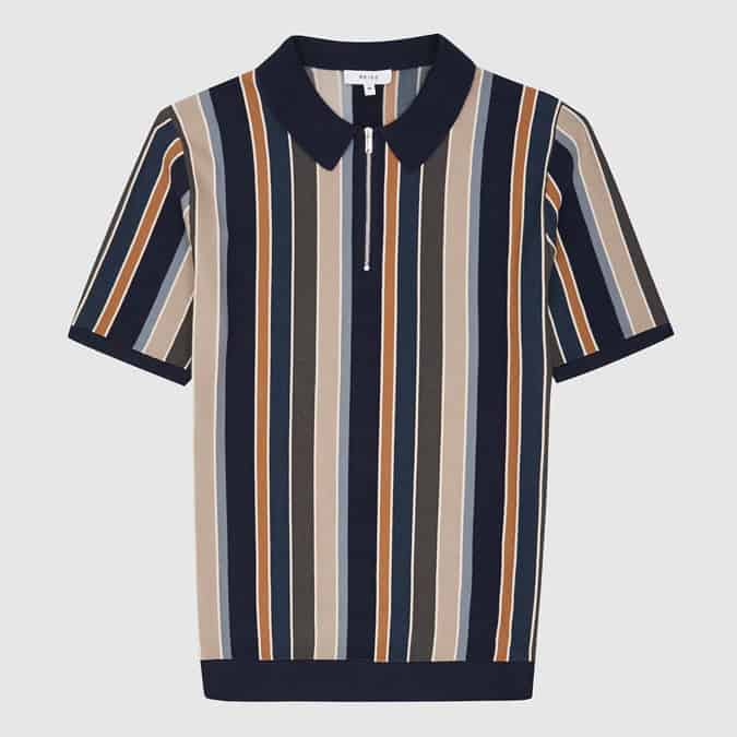 PRINCETON STRIPED ZIP NECK POLO SHIRT
