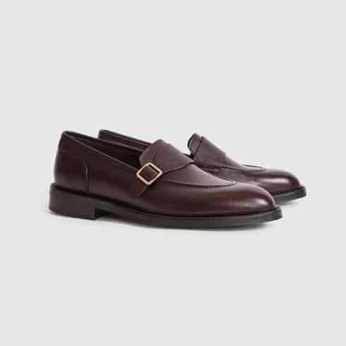 SCOTCHGRAIN LEATHER LOAFERS IN BORDEAUX