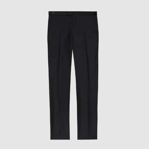 WOOL SLIM FIT TAILORED TROUSERS IN NAVY BLUE