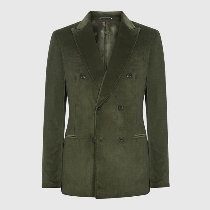 KING DOUBLE BREASTED CORDUROY BLAZER GREEN