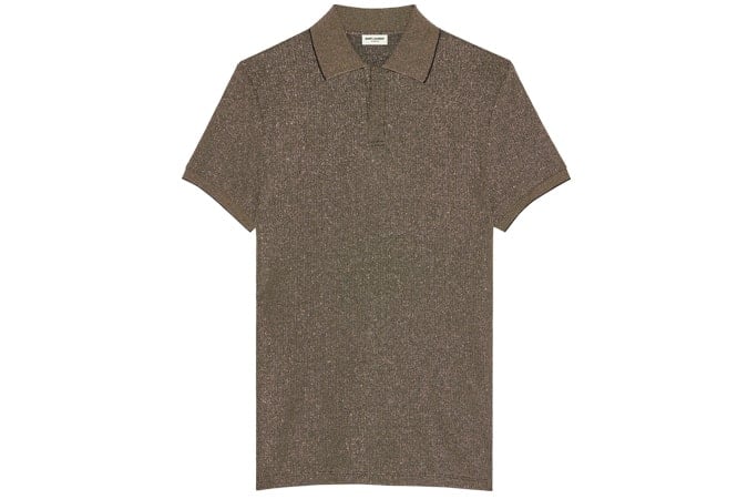 ysl POLO SHIRT IN RIBBED LAMÉ JERSEY JACQUARD