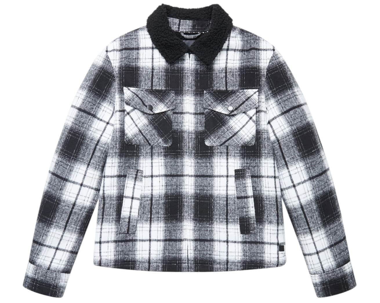 French Connection Borg Collar Checked Jacket