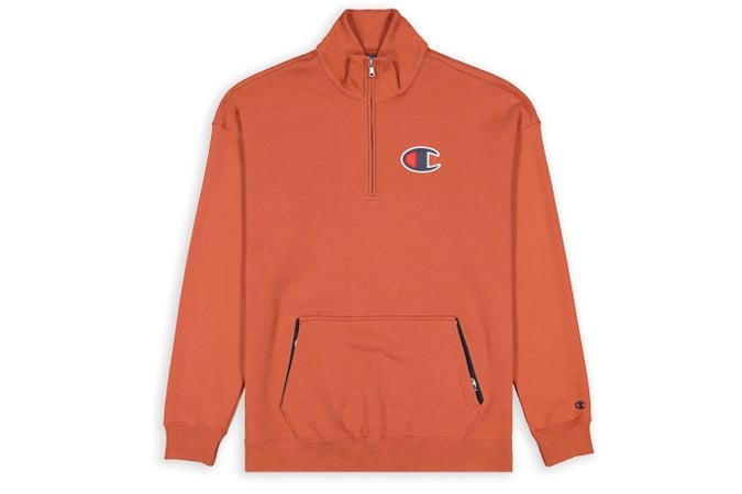 Half Zip-Up Suede C Oversize Sweatshirt