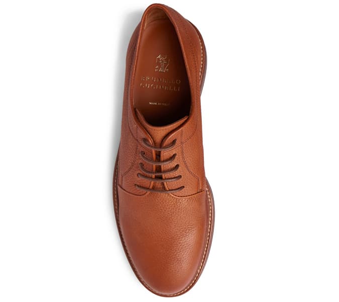 BRUNELLO CUCINELLI Pebble-Grain Leather Derby Shoes
