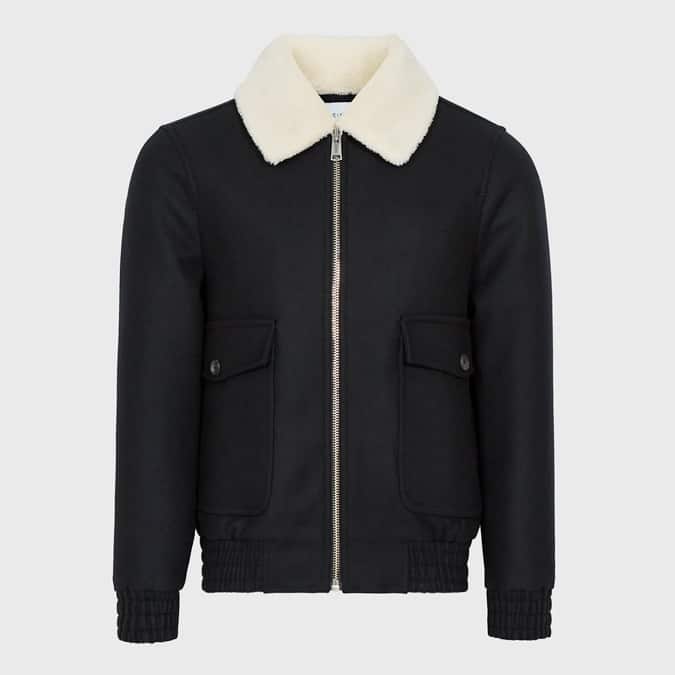 RIVET WOOL BLEND BOMBER JACKET