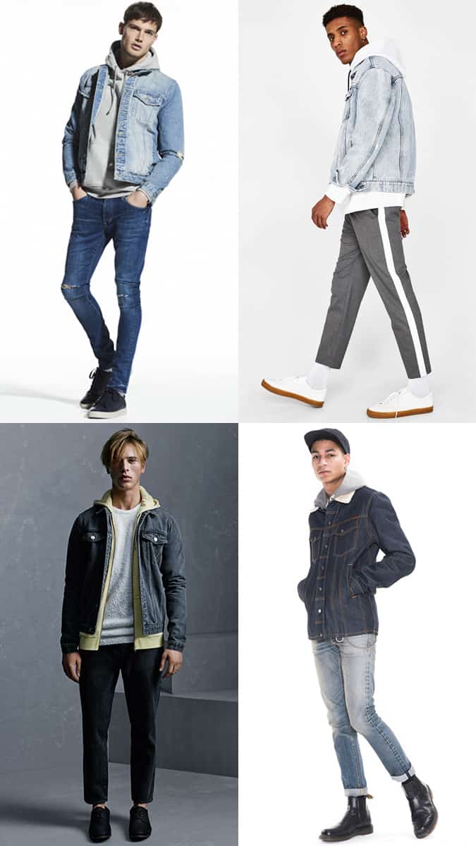 how to wear a denim jacket with a hoodie