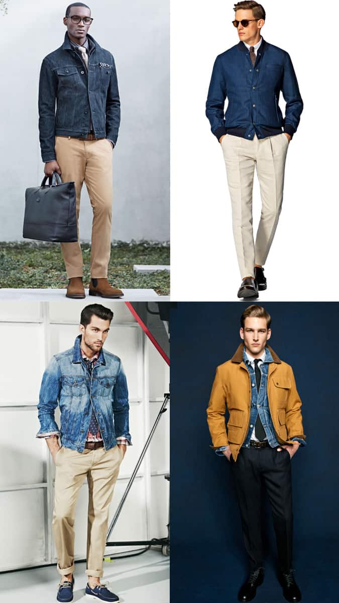 how to wear a denim jacket with a shirt and tie