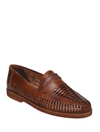 Bertie Bryant Park Woven Leather Moccasins Tan