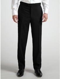 Daniel Hechter Wool Flat Front Dinner Suit Trousers Black