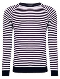 John Smedley Longnor Striped Merino Wool Jumper Navy/multi