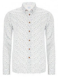 Replay Micro Floral Print Shirt Ecru