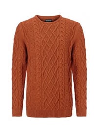 Barbour Kirktown Cable Knit Jumper Burnt Orange