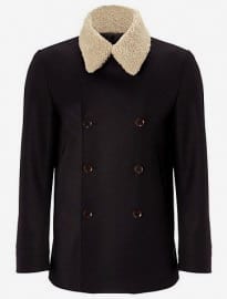 John Lewis & Co. Made In England Removable Shearling Collar Peacoat Navy