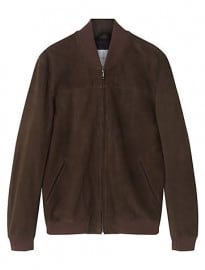 Jigsaw Suede Bomber Jacket Khaki