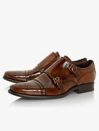 Bertie Reggi Leather Brogue Monk Shoes