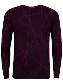 Ted Baker Carguy Zigzag Pattern Wool Jumper Dark Purple